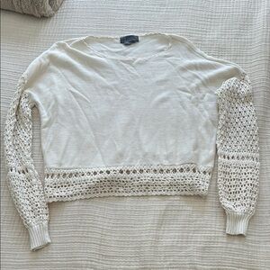 Anthropologie Knit Sweater with Crochet Sleeves